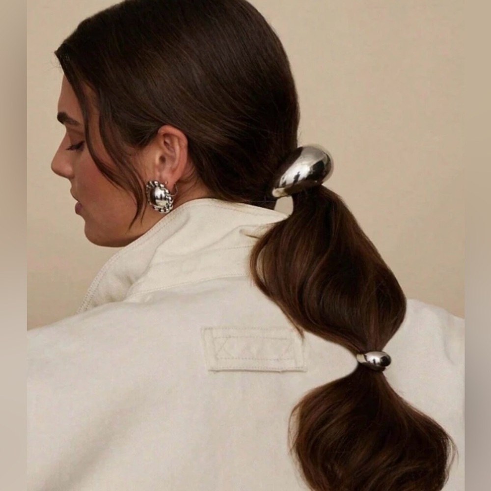 Half Round Black Elastic Hair Bands Ponytail Curved Buckle Sleek
